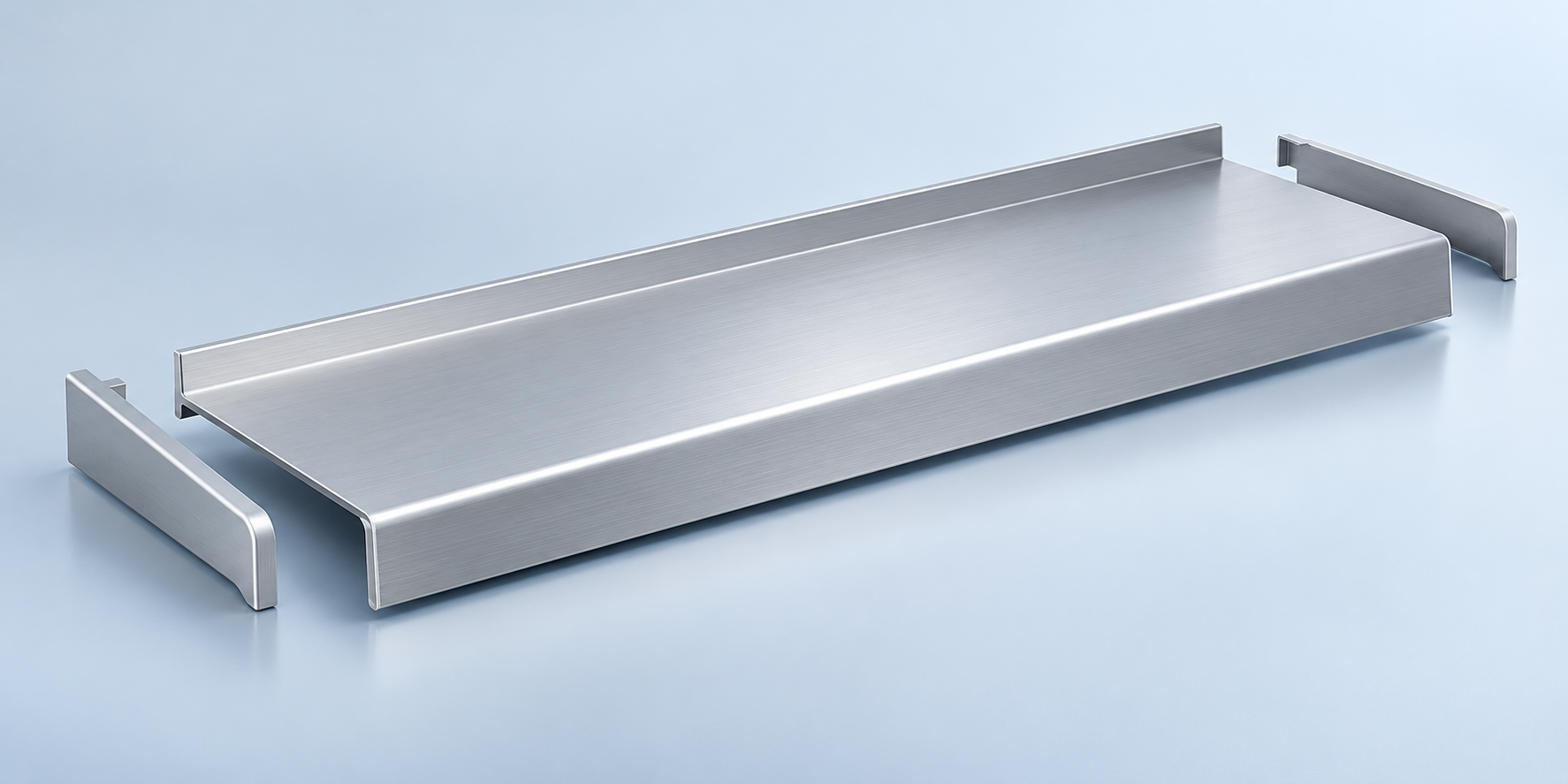 Aluminium-Fensterbank mit passenden Seitenabschlüssen